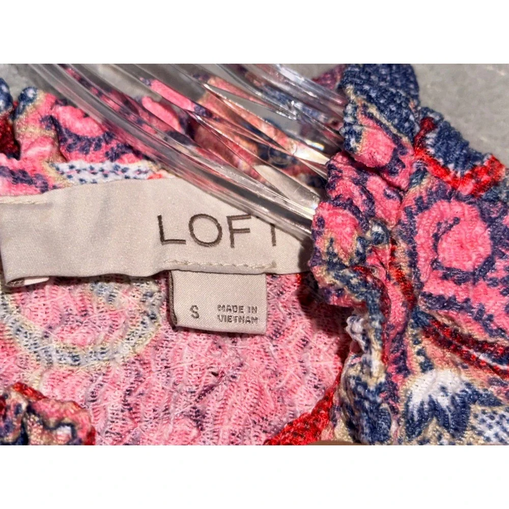 LOFT Pink Floral Puff Sleeve Babydoll‎ Dress Size Small Fast Shipping! NWOT